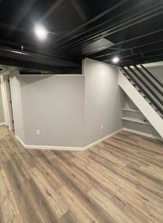 basement remodel with small bedroom