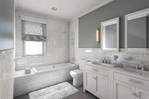 grey and white bathroom remodel